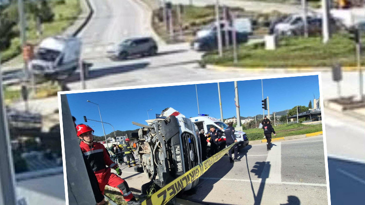 Manevra yapan ambulans takla attı: Dört yaralı
