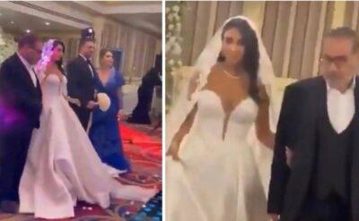 Geçen cumartesi Hamaney’le birlikte enkazın altında kalan dekolte gelinlik ve duvak