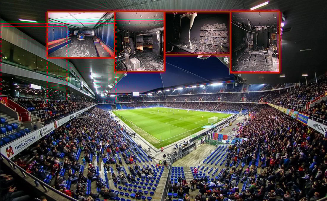 133 yıllık Basel kulübünün stadı yandı: Soyunma odaları küle döndü
