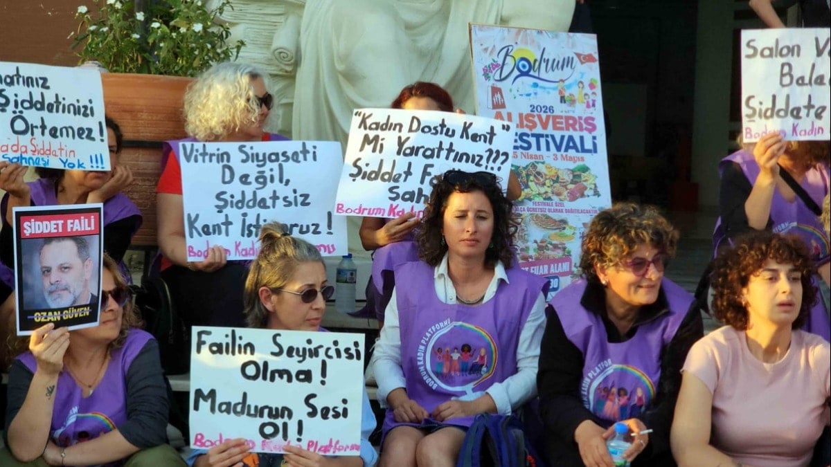 Bodrum’da kadınlardan Ozan Güven’e protesto