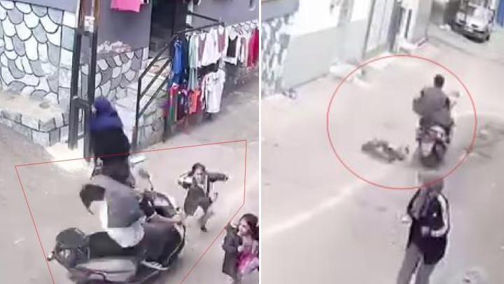 Dört yaşındaki kız çocuğunu uçurdu, motorsikleti durdurmadı bile