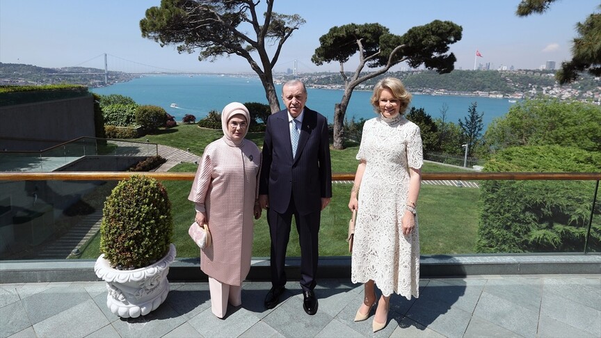 Erdoğan ve eşi Kraliçe’yi Vahdettin Köşkü’nde ağırladı