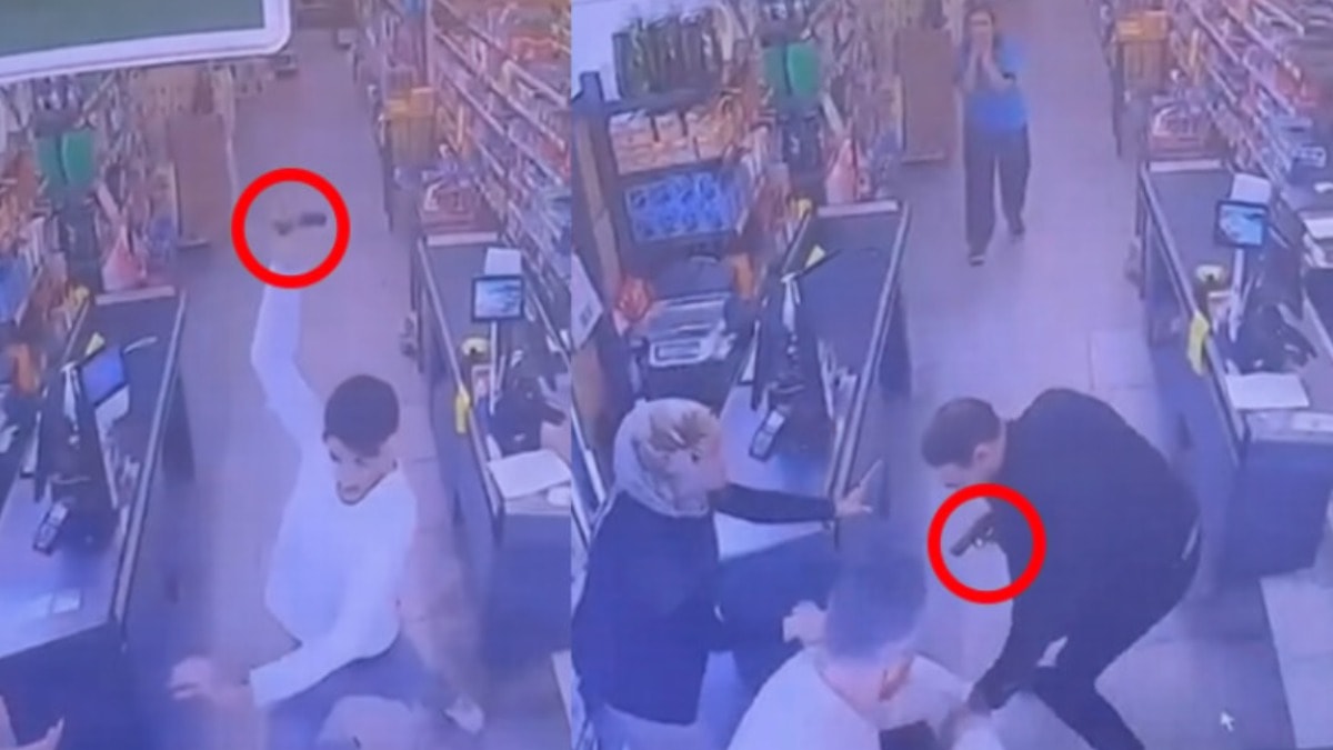 Zincir markette dehşet: Personel bıçak, müşteri silah çekti