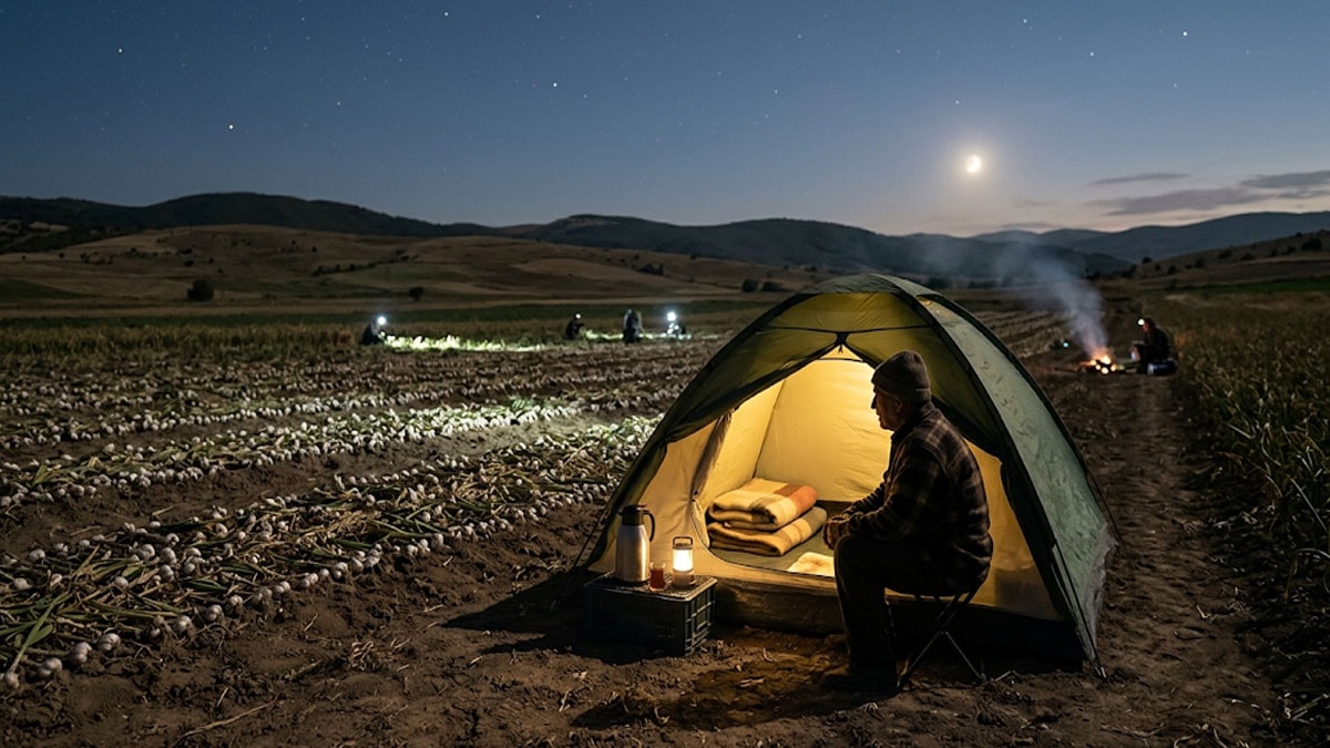 Sarımsak nöbeti başladı: Korumak için gece gündüz tarladan ayrılmıyorlar