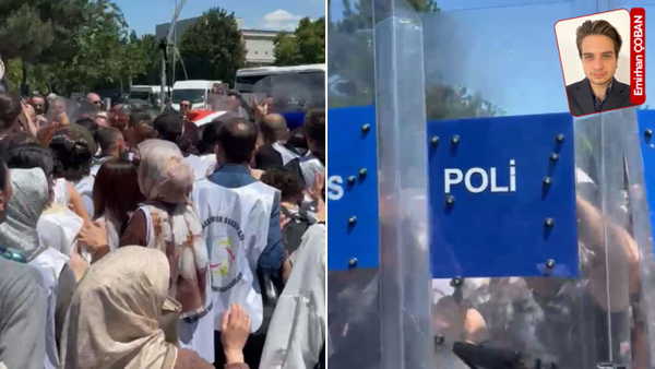 Öğretmen eylemine polis müdahale etti