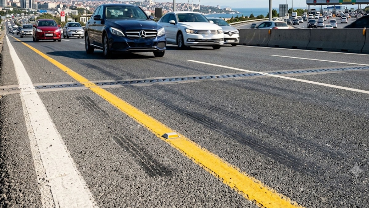 Otoyolu başka renge boyadılar: Sıcaklık 10 derece birden düştü