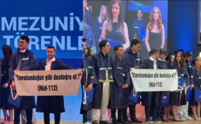Kültür Savaşı’nda yeni perde: Mezuniyet gecesinde üzerinde ayet yazılı pankart engellendi mi, engellenmedi mi?