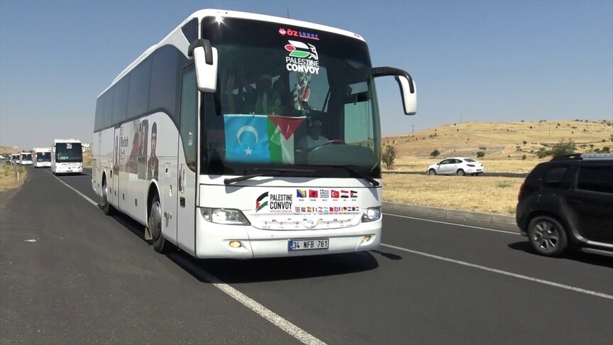 ‘Filistin Konvoyu’ Habur Sınır Kapısı’na ulaştı