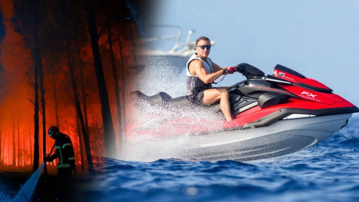 ‘Ülkesi yanarken jetskide keyif yaptı’: Macron’a tepki çığ gibi
