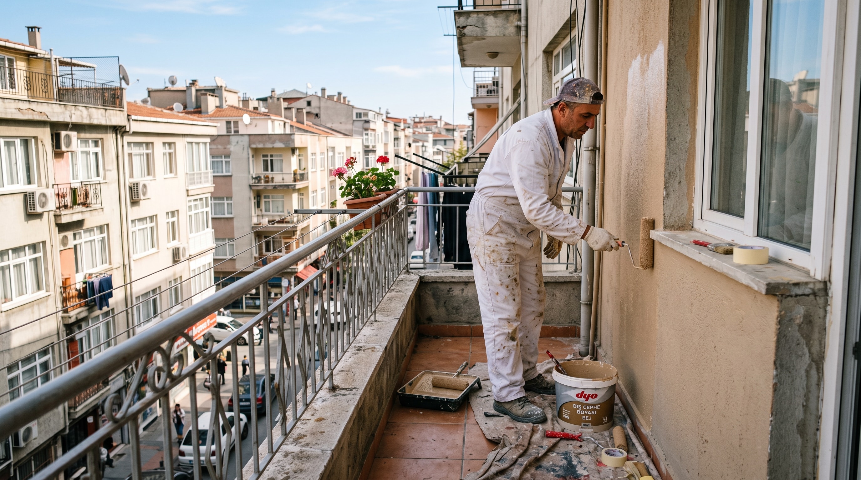 Balkon duvarının rengini öyle kolayca değiştirivermek yok