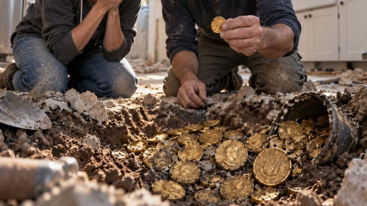 Mutfağını yenilerken 82 altın ve gümüş para buldu