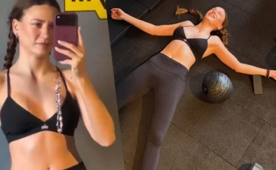Serenay Sarıkaya’dan spor yaptım yoruldum pozu!