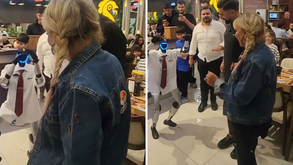 Safiye Soyman restoranda robotla karşılaştı: Önce korktu sonra göbek attı