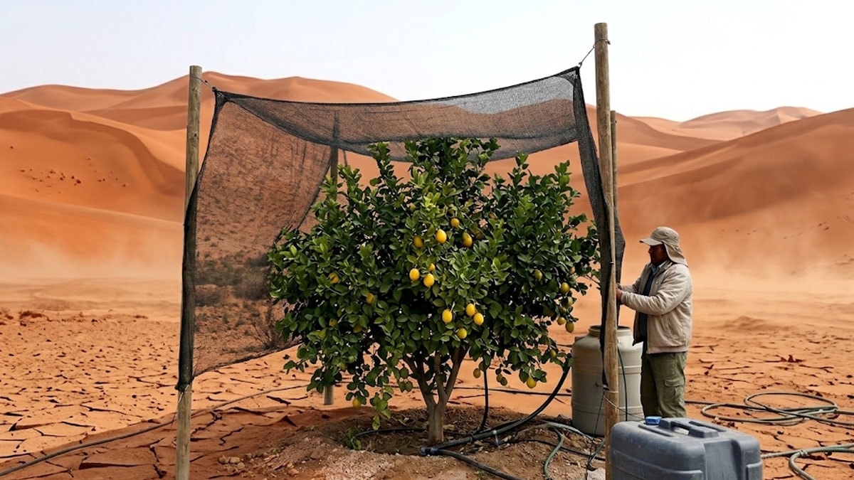 Havadaki nemi kullanıyorlar: Çölün ortasında limon ağacı