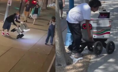 Tarihin ilk robot savaşı başladı: İnsanlar, teslimat robotlarına karşı!